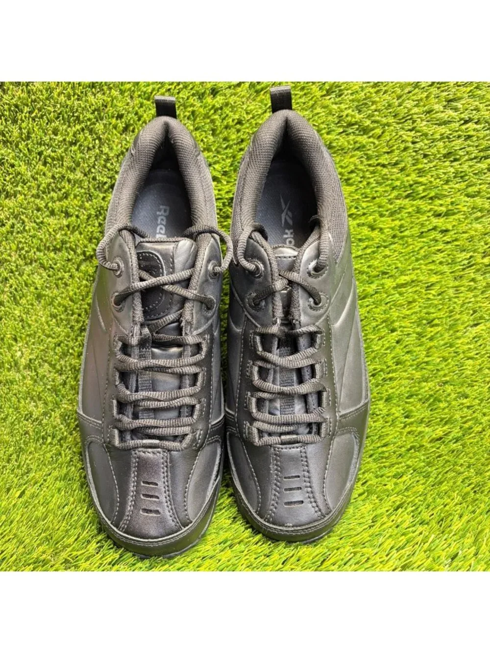 Reebok Jorie Mens Size 12E Black Leather Slip Resistant Working Jogger Shoes